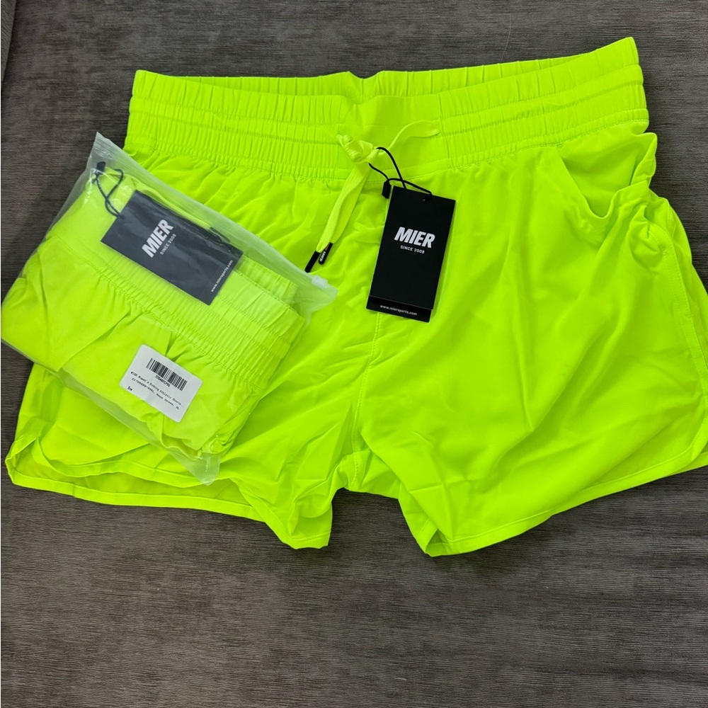 MIER Women's Neon Green Athletic Shorts